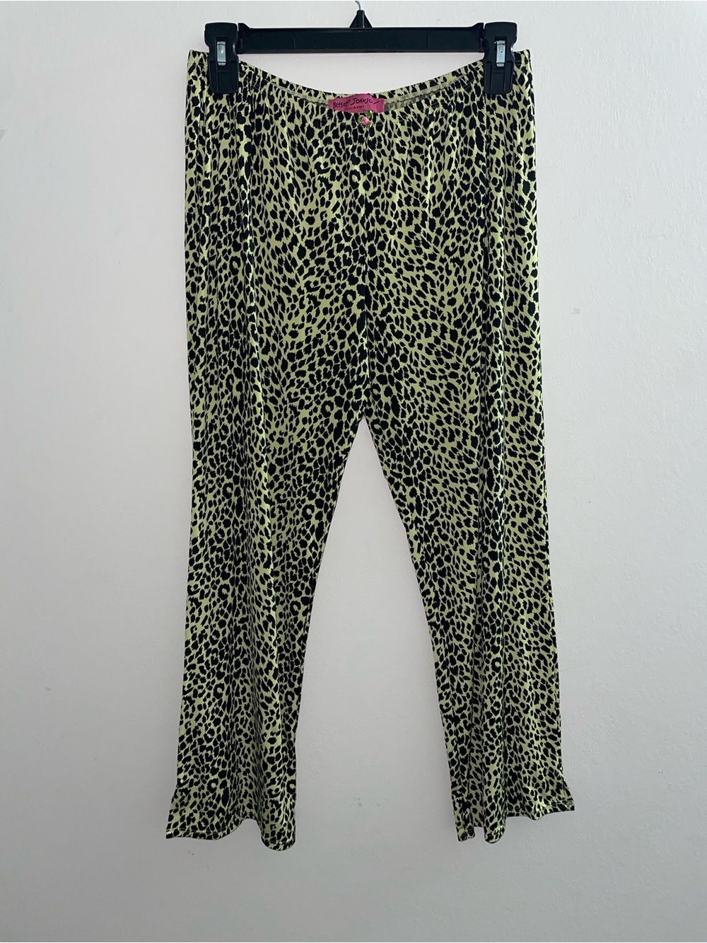 Betsey Johnson Neon Green/Black Leopard Print Mini Rose Detail Bottoms Size M